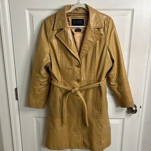 Wilsons Leather Tan Leather Trench Coat